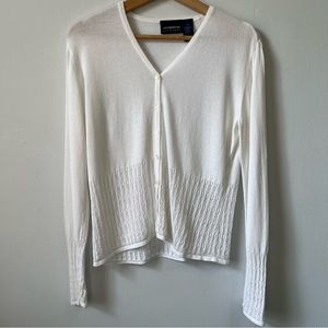 Liz Claiborne Liz Sport White Long Sleeve Cardigan, Size M